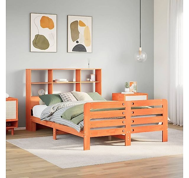 vidaXL Bett, Massivholzbett ohne Matratze Wachsbraun 135x190 cm Kiefernholz günstig online kaufen