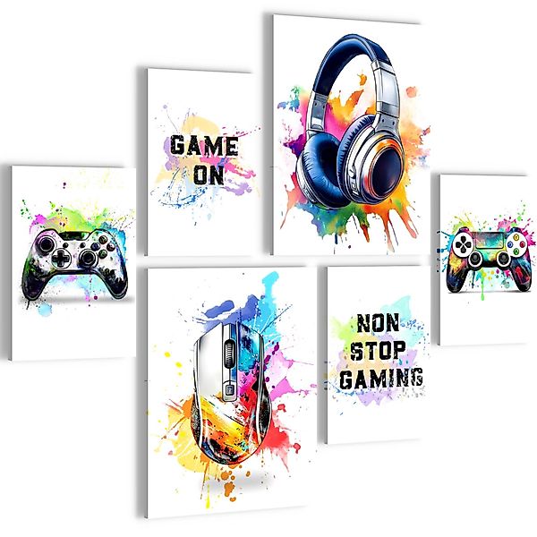 Novart Wandbild Gamer Bunt, Weißer Hintergrund günstig online kaufen
