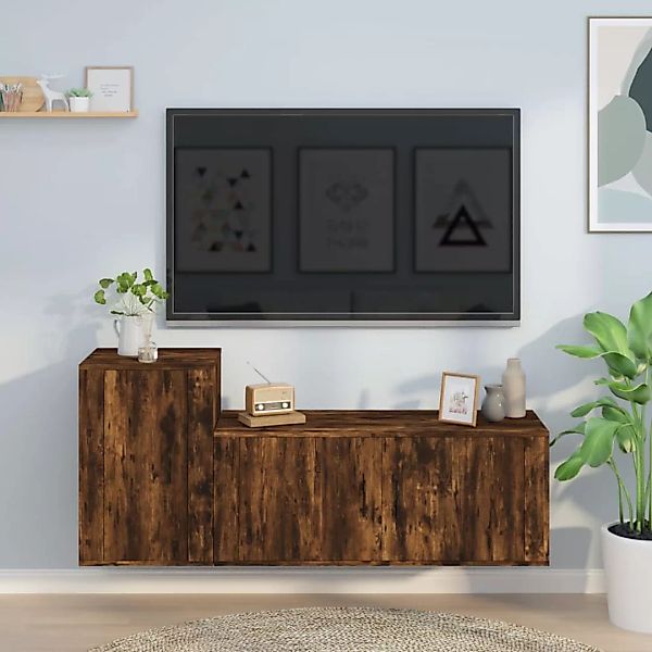 Vidaxl 2-tlg. Tv-schrank-set Räuchereiche Holzwerkstoff günstig online kaufen