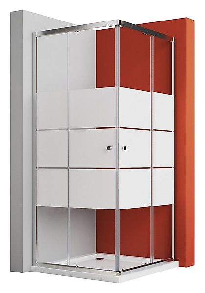 Boromal Eckdusche Duschkabine Eckeinstieg Schiebetür Duschabtrennung Milchg günstig online kaufen