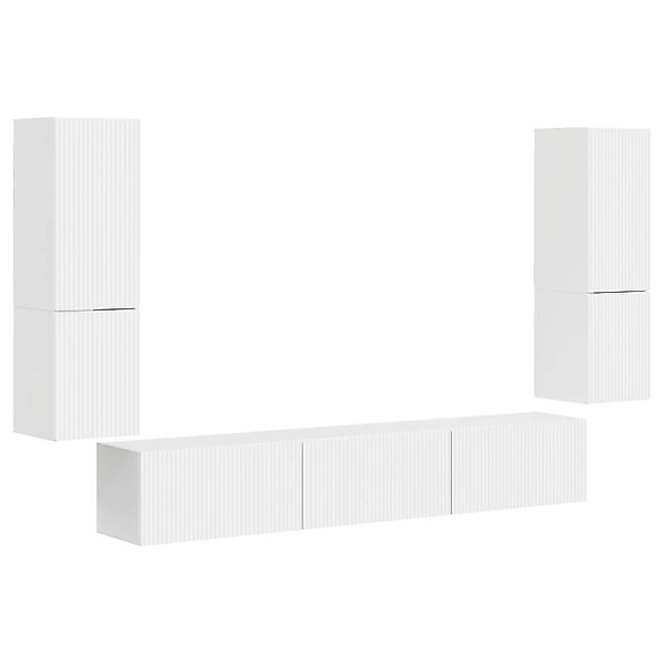 vidaXL TV-Schrankset Wandmontiert 4-Tlg Hochglanz Weiß Holzwerkstoff 340904 günstig online kaufen