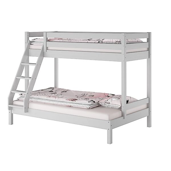 Erst-Holz Hellgraues Stockbett 90 x 200 cm  / 140 x 200 cm Erwachsene Kiefe günstig online kaufen