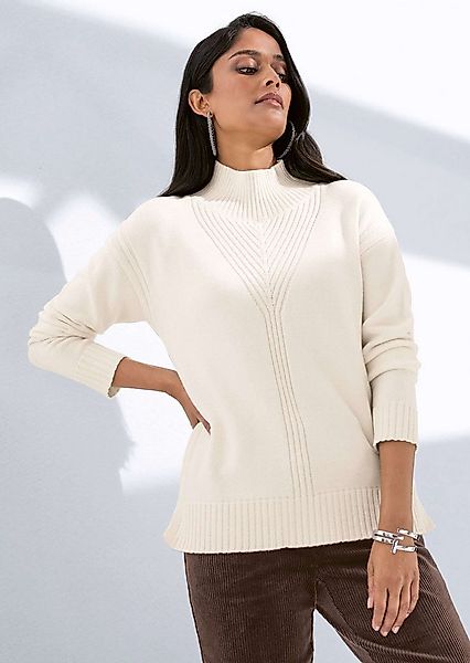 MADELEINE Strickpullover Pullover mit Stehkragen und Rippen-Details günstig online kaufen