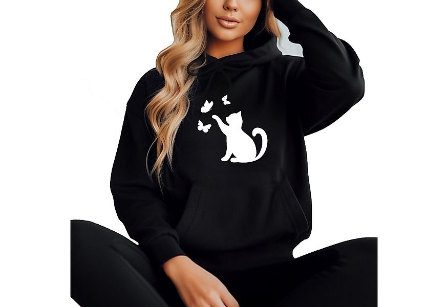 Banco Kapuzenpullover Damen Katze Cat Liebhaber Unifarben hochwertiger Druc günstig online kaufen