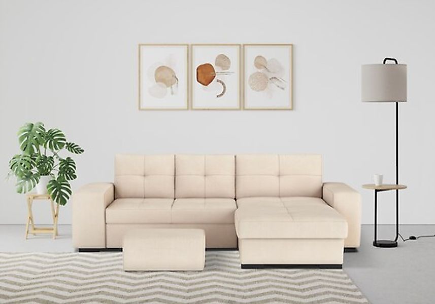 COTTA Ecksofa »Mattina L-Form«, mit Hocker, wahlweise mit Bettfunktion & Be günstig online kaufen