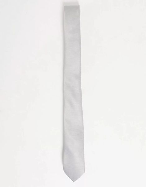 ASOS DESIGN – Schmale Krawatte in Silberoptik-Grau günstig online kaufen