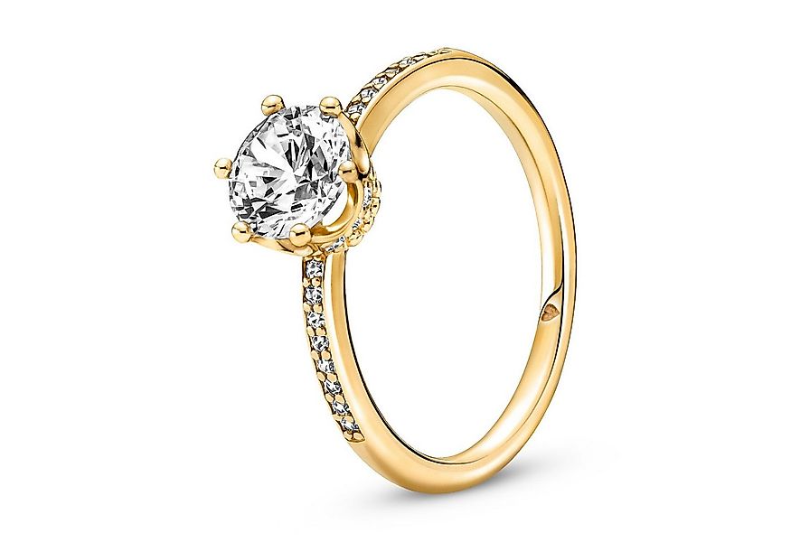 Pandora Solitärring Ring für Damen Funkelnde Krone Goldfarben günstig online kaufen
