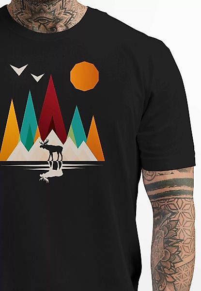 Neverless Print-Shirt Herren T-Shirt Berge Elch günstig online kaufen