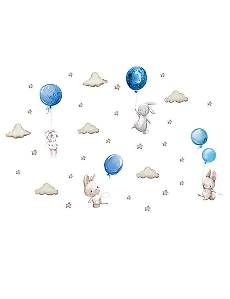 Sipo Wandbild Wandaufkleber Hase, Sterne, Blaue günstig online kaufen