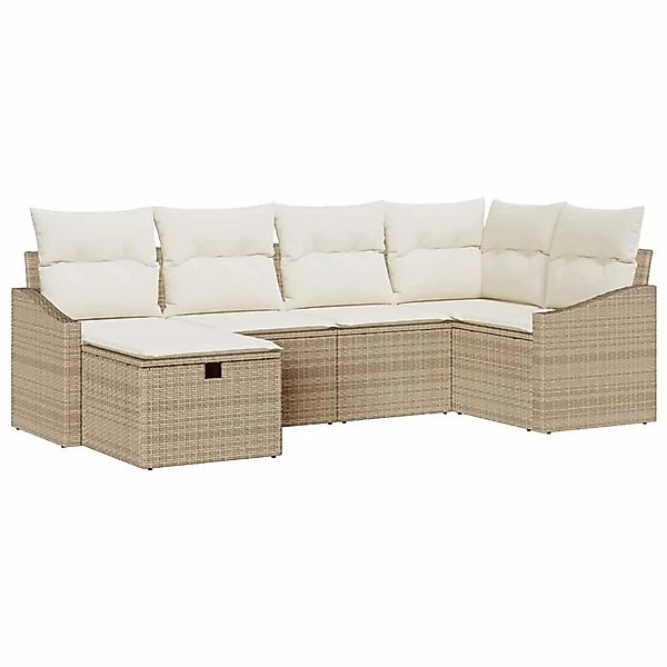vidaXL Garten-Sofa-Set mit Kissen mit Speicher 6-Tlg Beige Creme 3359280 günstig online kaufen