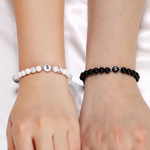 Kim Johanson Armband Initial, aus schwarzem Onyx mit Buchstaben-Perle, elas günstig online kaufen