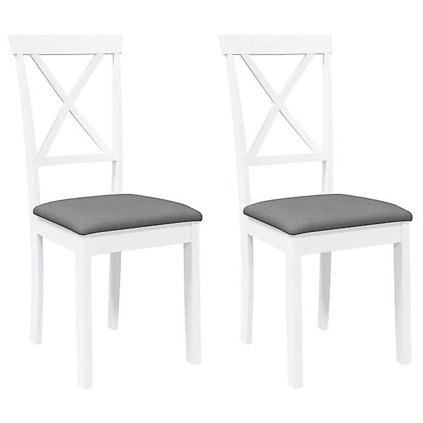 vidaXL Esszimmerstühle mit Kissen 2 Stk Weiß Massivholz Gummibaum 4102405 günstig online kaufen