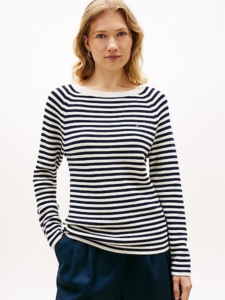 Tommy Hilfiger Strickpullover CO CARDI FINE GG LS BOAT-NK SWT mit Raglanärm günstig online kaufen