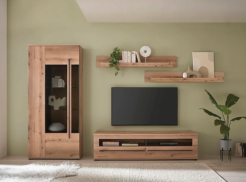 INOSIGN Wohnwand "Cantara, moderne Anbauwand, Wohnzimmer-Set, in Eiche Evok günstig online kaufen