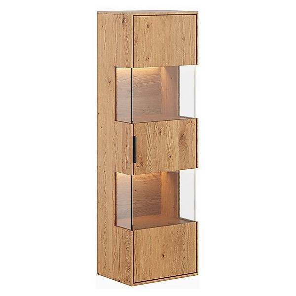 Lomadox Hängevitrine TIVAT-163 Eiche massiv geölt, 43 cm breit, inkl. LED-B günstig online kaufen
