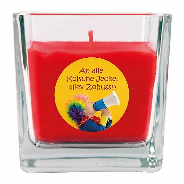 HS Candle Duftkerze & Glas Karneval Rot Viereck 50h günstig online kaufen