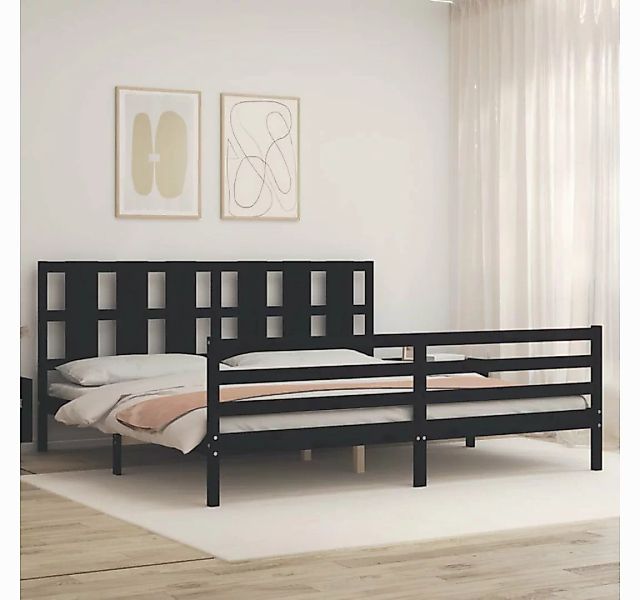 vidaXL Bett Massivholzbett mit Kopfteil Schwarz 200x200 cm günstig online kaufen