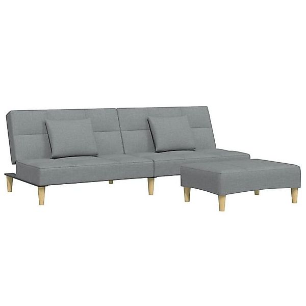 vidaXL Sofa Schlafsofa 2-Sitzer mit Fußhocker Hellgrau Stoff günstig online kaufen