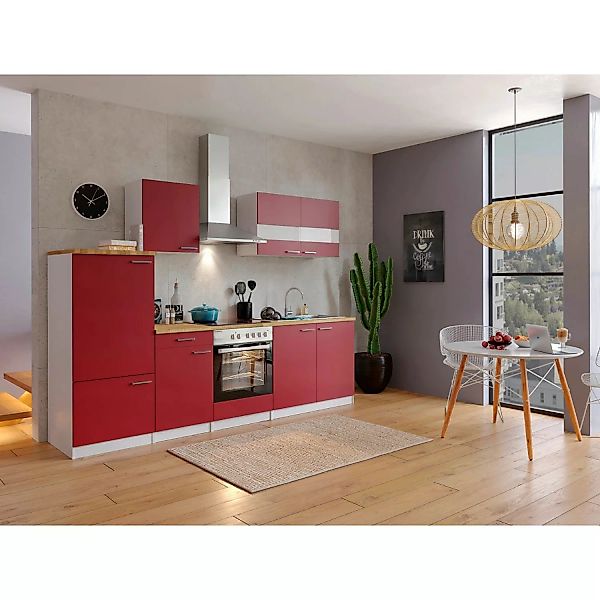 Respekta Küchenzeile KB270WRC 270 cm Rot-Weiß günstig online kaufen