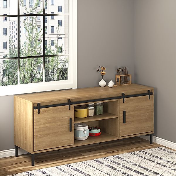 HOMCOM Schiebetürsystem für Doppel-Holztüren, Laufschiene mit Zubehör aus K günstig online kaufen