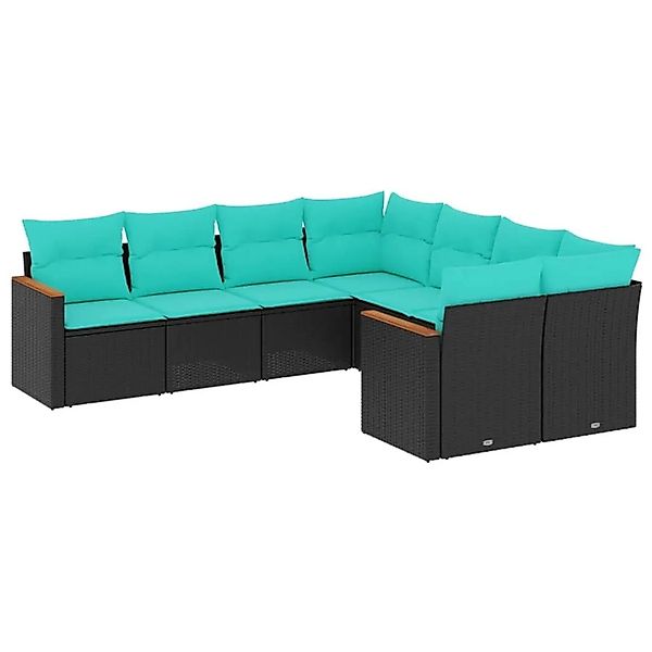 vidaXL 8-Tlg Gartensofa-Set mit Kissen Schwarz Polyrattan 3226554 günstig online kaufen
