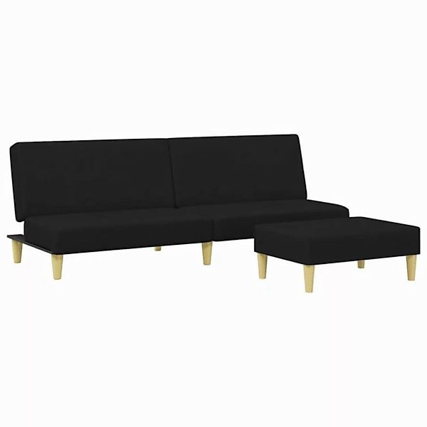 vidaXL Schlafsofa, Sofa 2-Sitzer mit Fußhocker Schwarz Stoff günstig online kaufen