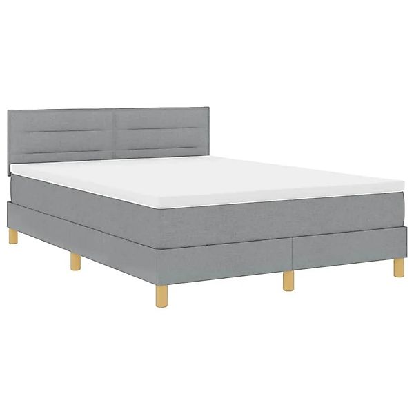 vidaXL LED Boxspringbett mit Matratze Hellgrau 140 x 200 cm Stoff 3342366 günstig online kaufen