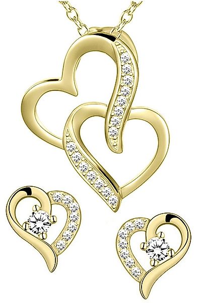 Limana Schmuckset Herz Halskette mit Ohrringe 925 Silber gold Kette mit Ohr günstig online kaufen