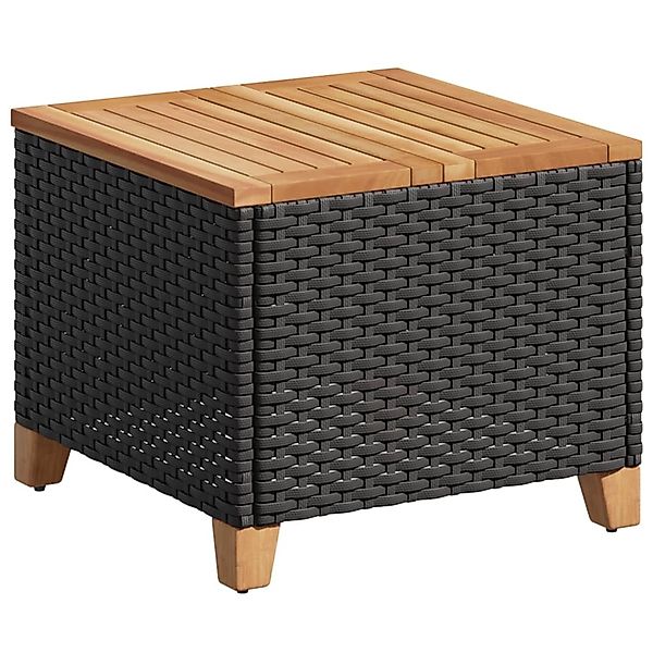 vidaXL Gartentisch Schwarz 45x45x37 cm Poly Rattan Akazienholz 366325 günstig online kaufen