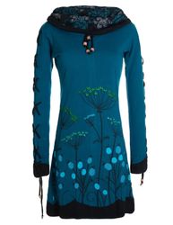 Vishes Jerseykleid Blumenkleid Langarm-Shirtkleid mit Schalkragen günstig online kaufen
