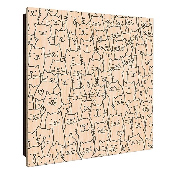 Banjado Schlüsselkasten Holz 30x30cm Schwarz Scharnier Rechts 50 Haken Desi günstig online kaufen