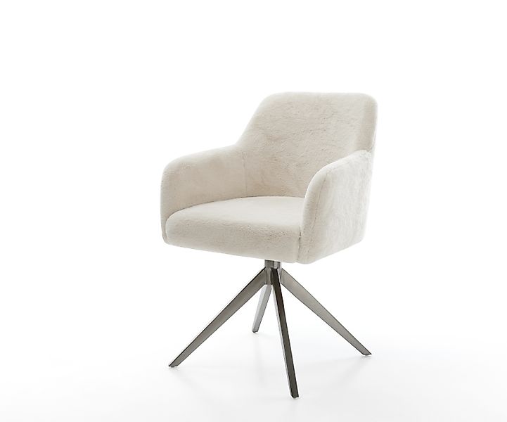 Drehstuhl Greg-Flex Plüsch Creme-Weiß Kreuzgestell breit Graphit 360° drehb günstig online kaufen