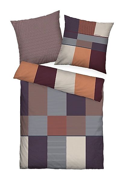 TOM TAILOR Bettwäsche Satin-Wende-Bettwäsche KARO, Koralle, 155x220 cm, Bau günstig online kaufen