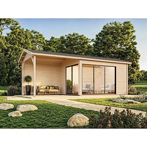 Palmako Gartenhaus Amanda Slide Plus 668 x 300 cm Weiß-Anthrazit FSC® günstig online kaufen