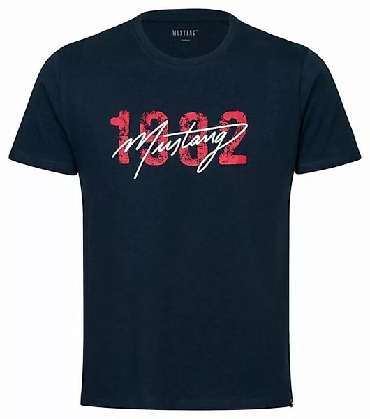 MUSTANG T-Shirt Lounge Shirt Hemd T-Shirt rotem Kontraststreifen und Mustan günstig online kaufen