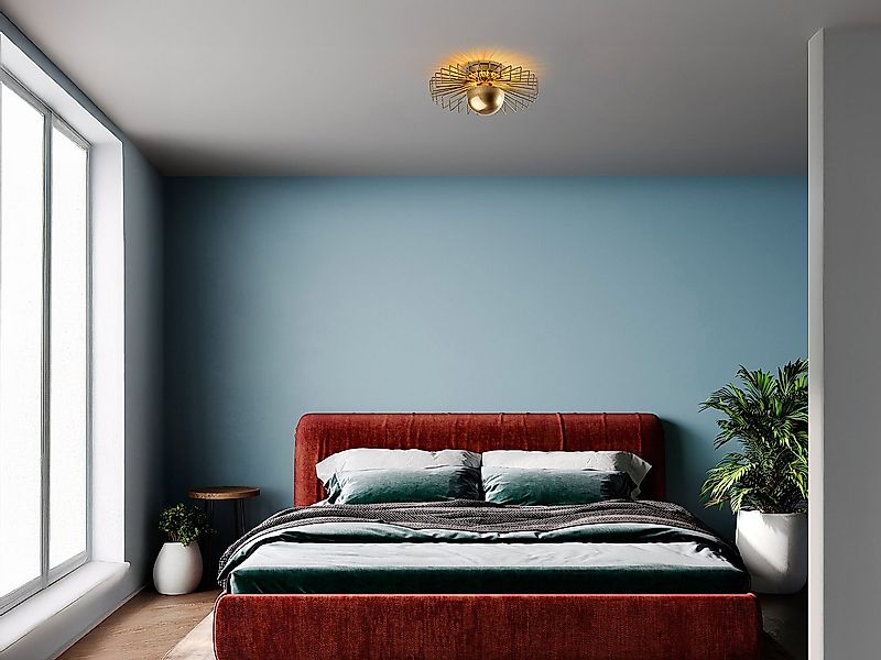 Deckenleuchte aus Drahtmetall - Goldfarben - H. 18 x Ø 45 cm - ZYMA günstig online kaufen