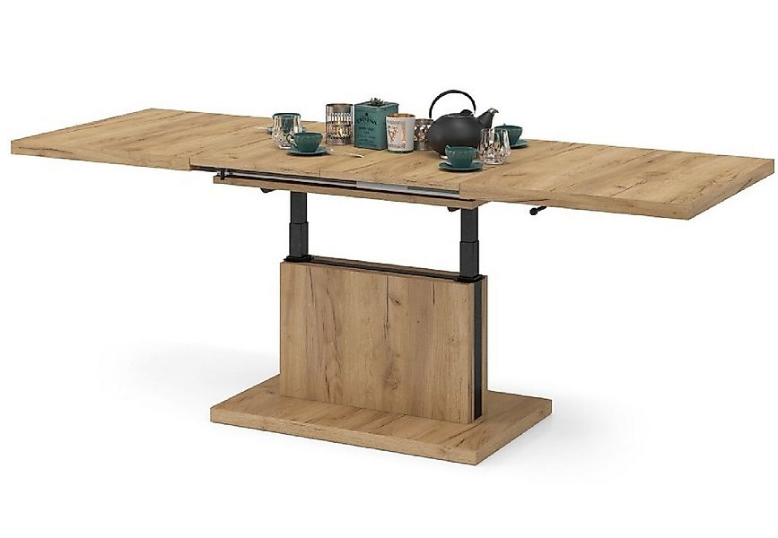 Mazzoni Couchtisch Aston Eiche Gold Craft stufenlos höhenverstellbar auszie günstig online kaufen