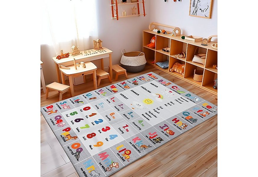 Carpettex Kinderteppich Alphabet - Buchstaben - Zahlen - Tiere, Rechteckig, günstig online kaufen