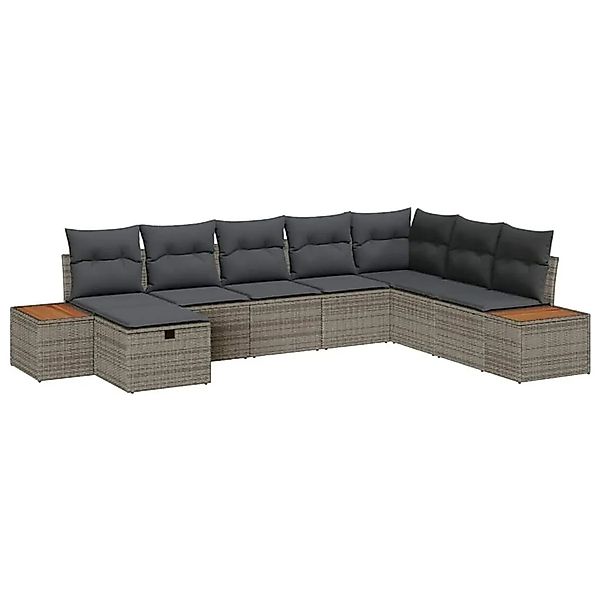 vidaXL Gartensofa-Set mit Kissen mit Speicher Grau Poly-Rattan 3360988 günstig online kaufen