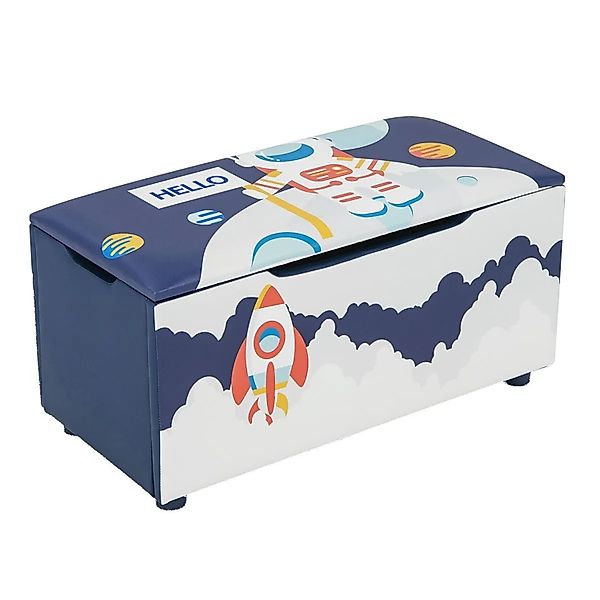 Costway Spielzeugkiste Gepolstert Raketen Planeten Blau günstig online kaufen