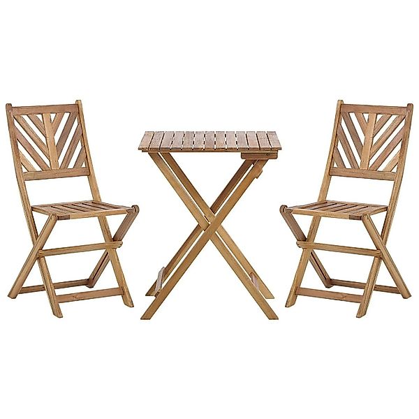 Beliani Bistro Set TERNI Heller Holzfarbton 58x58x88 günstig online kaufen