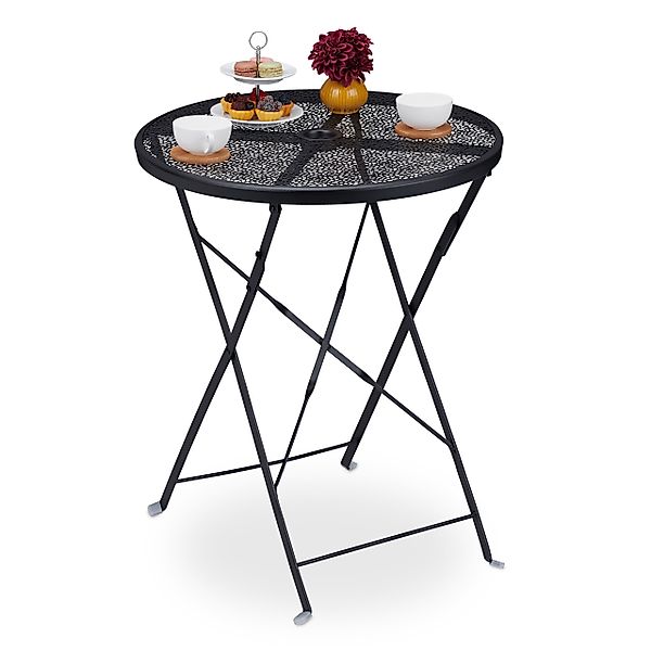 relaxdays Gartentisch Klappbarer Balkontisch schwarz günstig online kaufen