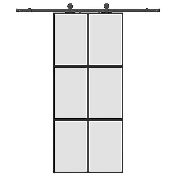 vidaXL Schiebetür mit Beschlag Schwarz 90x205 cm Hartglas 3375821 günstig online kaufen