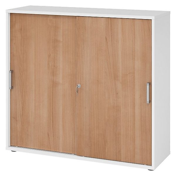 bümö Aktenschrank office Schiebetürenschrank Dekor: Weiß/Nussbaum - Griffe: günstig online kaufen