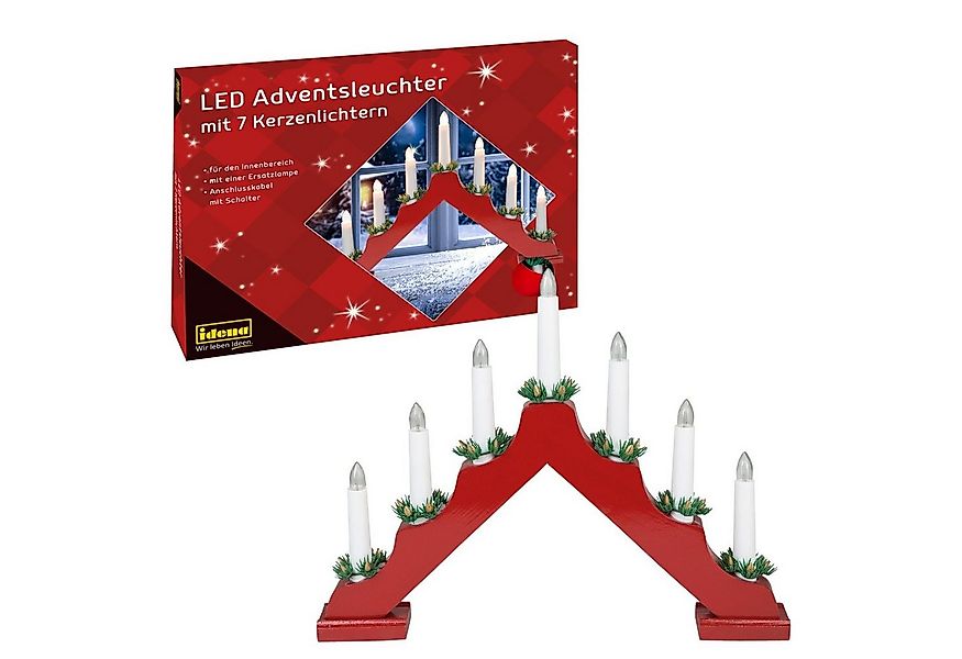 Idena Adventsleuchter Idena 31604 - LED Adventsleuchter aus rot lackiertem günstig online kaufen