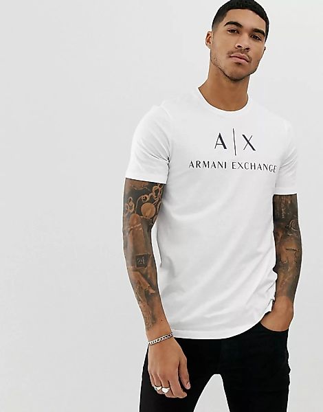 Armani Exchange – Weißes T-Shirt mit Logo-Schriftzug günstig online kaufen