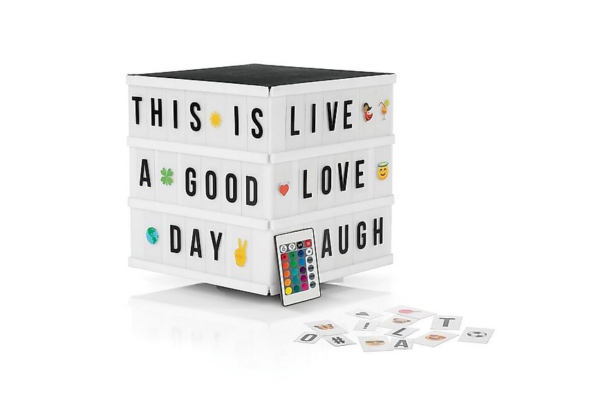 EASYmaxx LED Dekolicht LED-Leuchtkasten Würfel 173 Buchstaben & 150 Moodjis günstig online kaufen