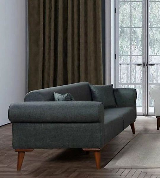 JVmoebel Sofa Design Textil 3 Sitzer Grau Couch Elegant Sofa Polsterung Woh günstig online kaufen