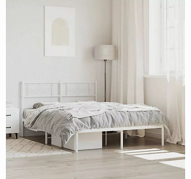 furnicato Bett Bettgestell mit Kopfteil Metall Weiß 120x200 cm günstig online kaufen