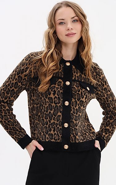 Passioni Cardigan Cropped mit Leo-Print günstig online kaufen